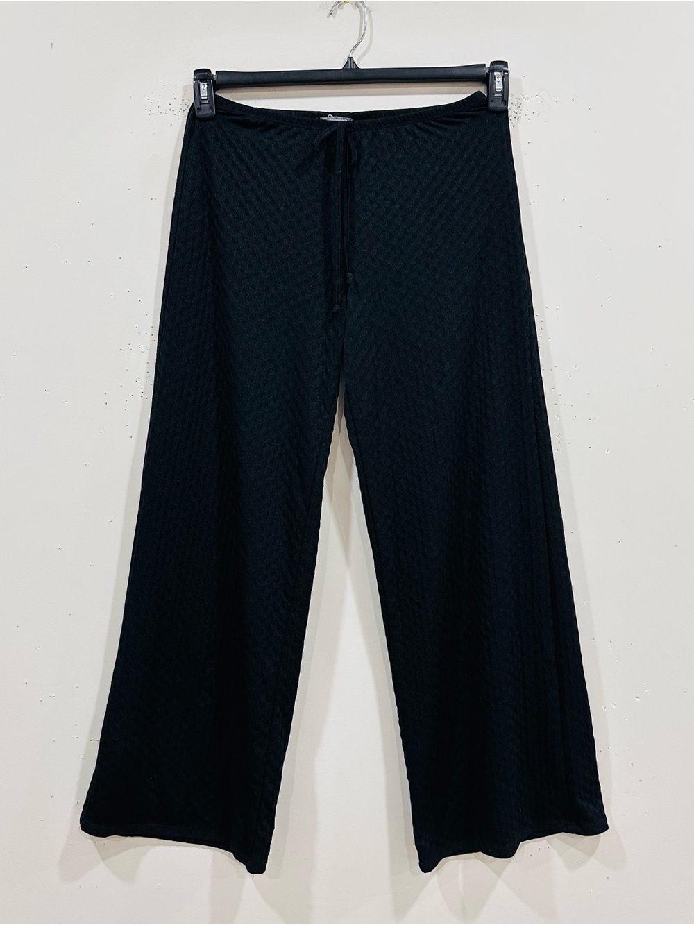 Jordan Taylor Black Striped Knit Cover Up Pants Elastic Waist Wide-Leg Women's L